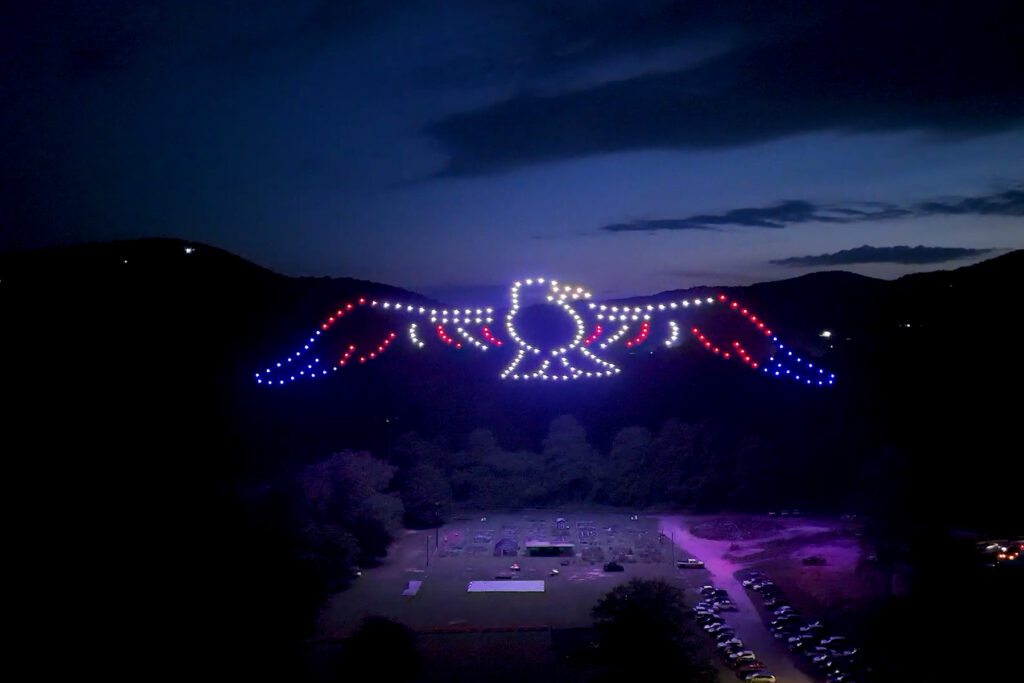 Drone show animation eagle America 250 independence day, July 4th 2026. Teemu Eskola